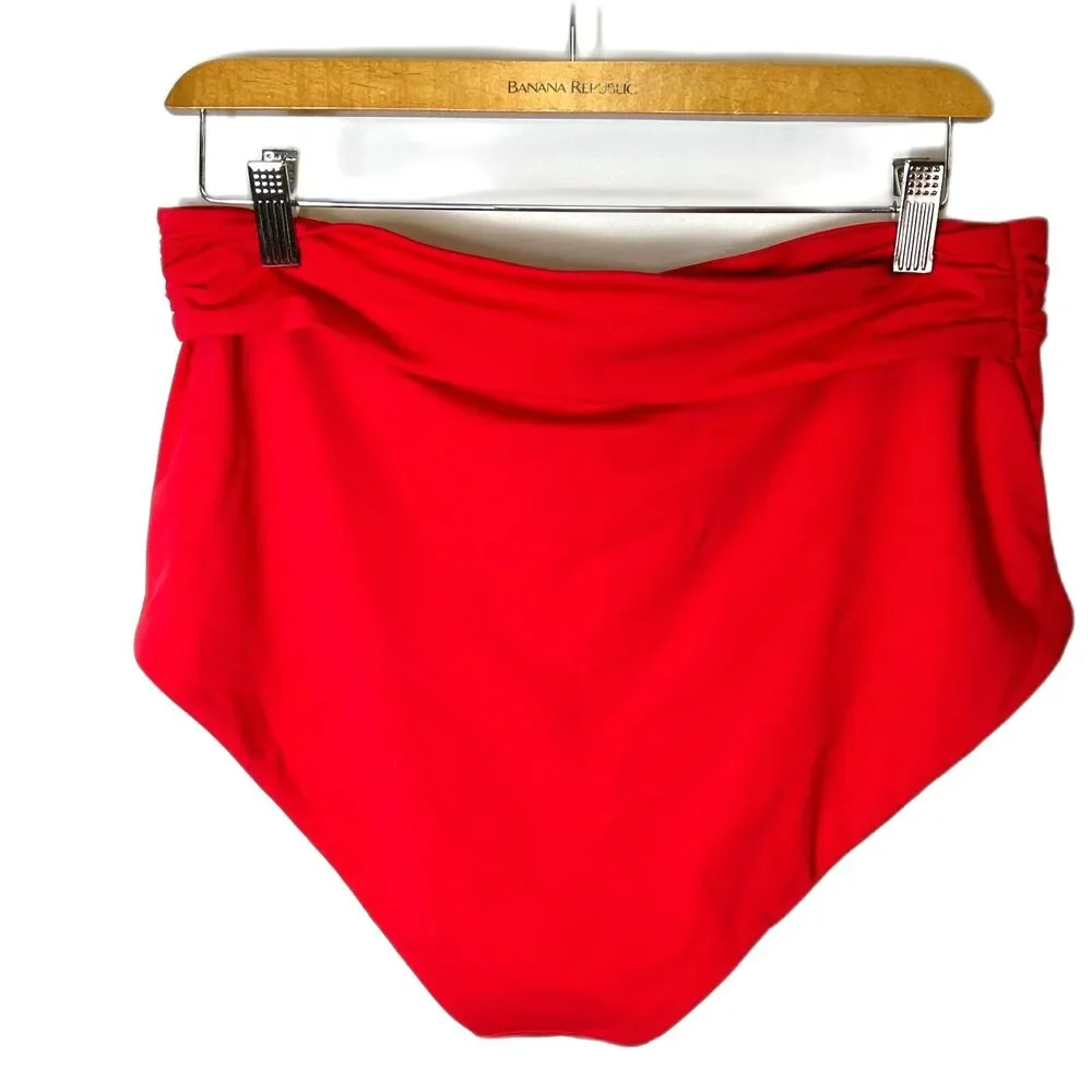 Mara Hoffman Women's NWT Jay Red High Waist Tie-Front Swim Bottoms Size 2X